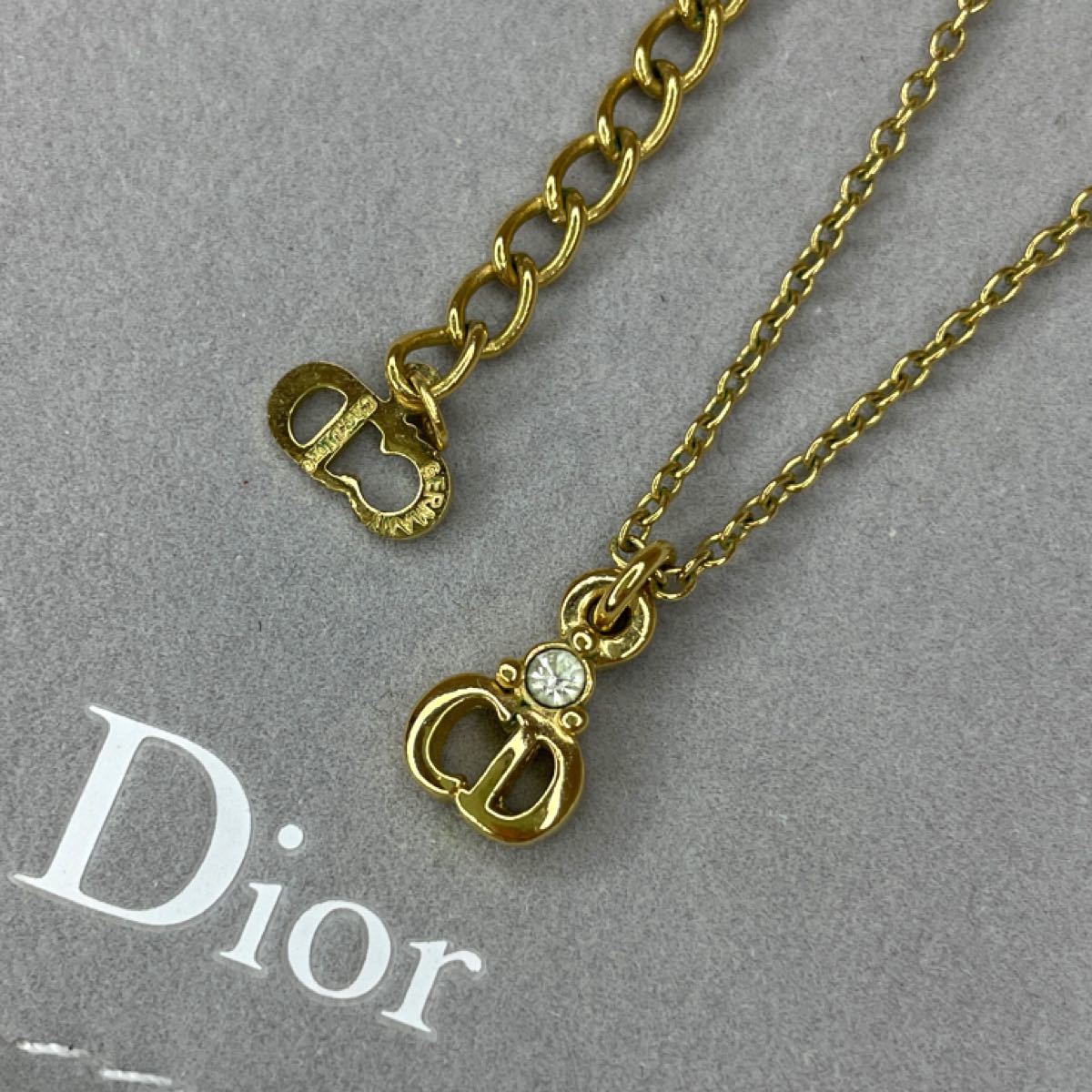 安い販売 Christian Dior 美品 ネックレス ストーン ロゴ ディオール ネックレス