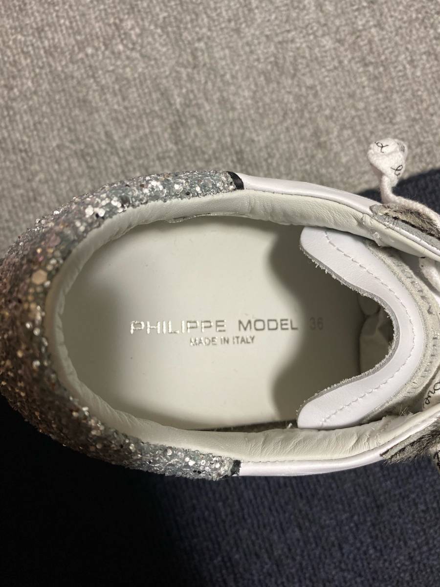 フィリップモデル PHILIPPE MODEL スニーカー レディース PARIS X シルバー 新品 36サイズ
