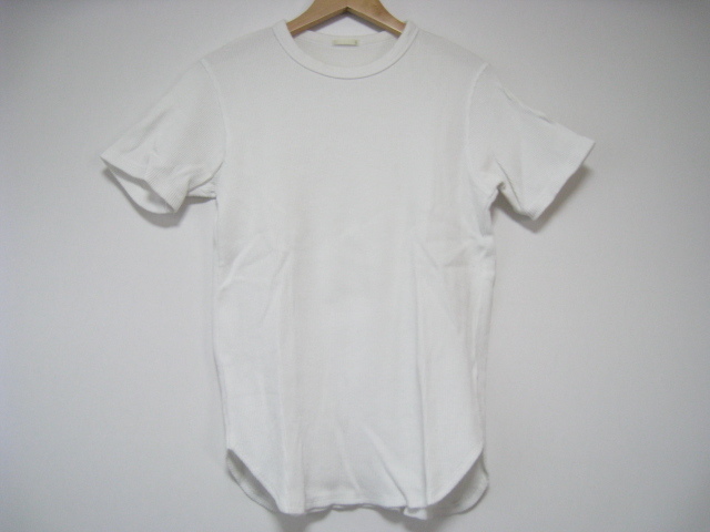 トップス カットソー Tシャツ ワッフル 半袖 丸首 白 ホワイト Sサイズ_画像1