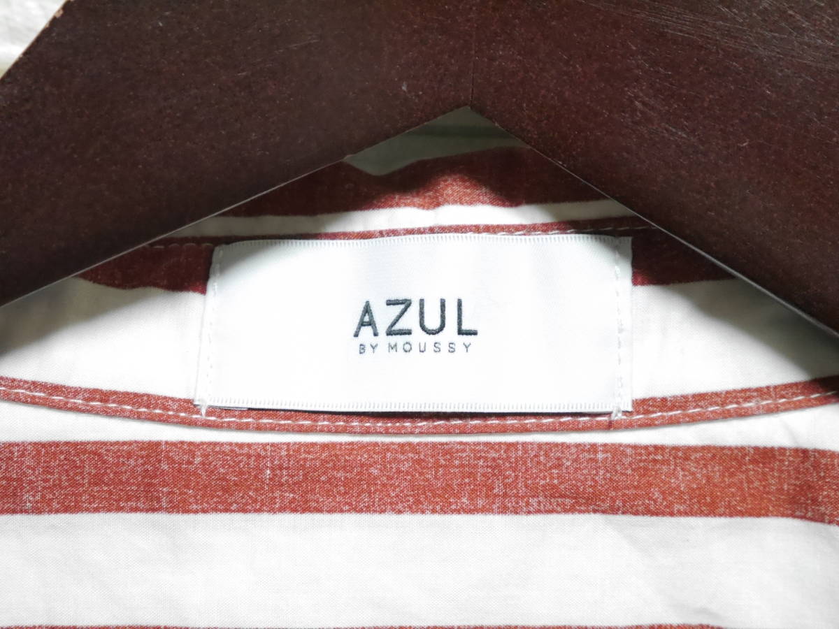 A344 ◇ AZUL BY MOUSSY | アズールバイマウジー　シャツ　赤/ストライプ　中古　サイズS_画像7