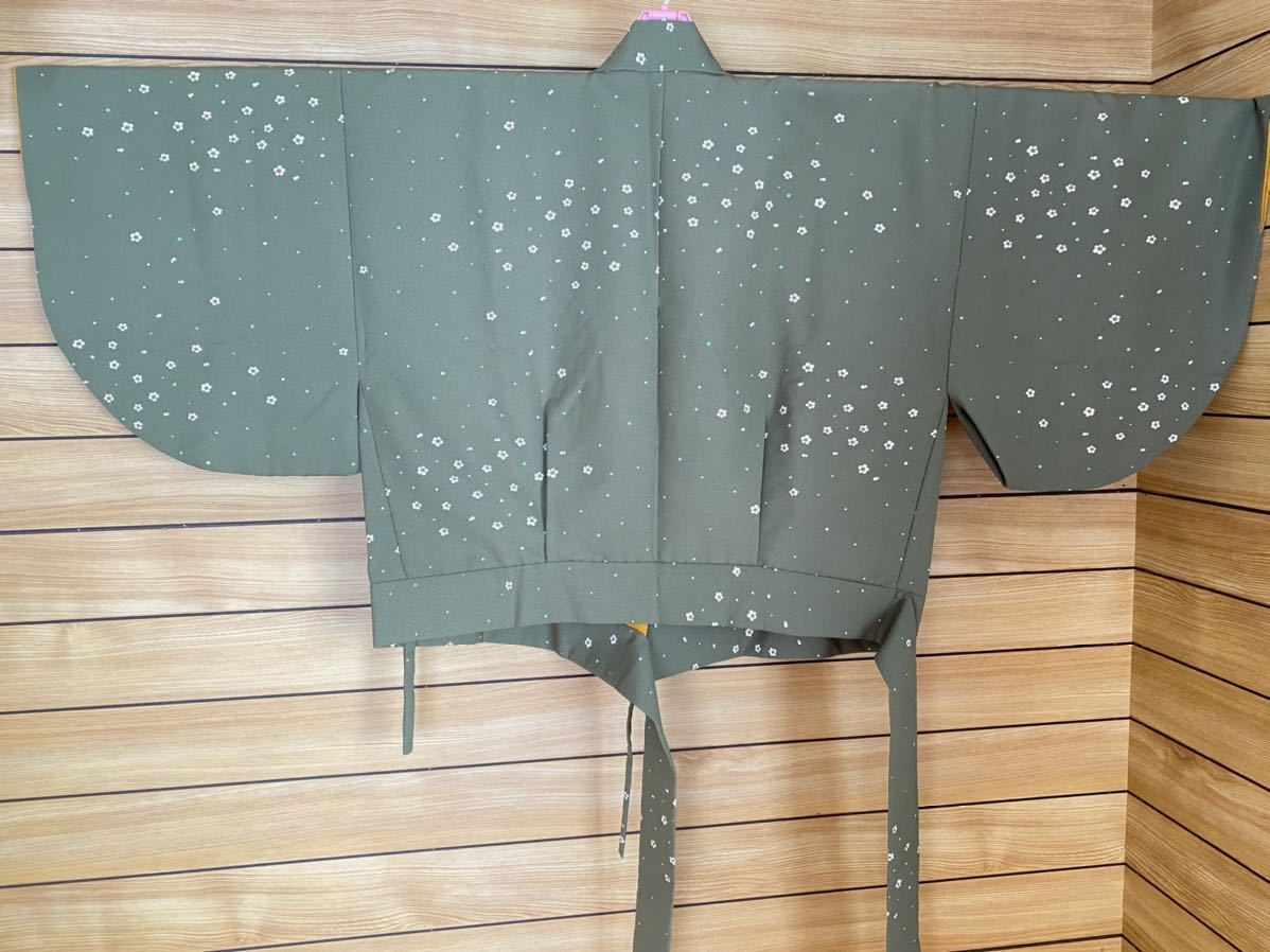 美品! アンサンブル ☆羽織上下セット 緑 花柄 日本舞踊 お稽古 身丈65cm 丈95cm