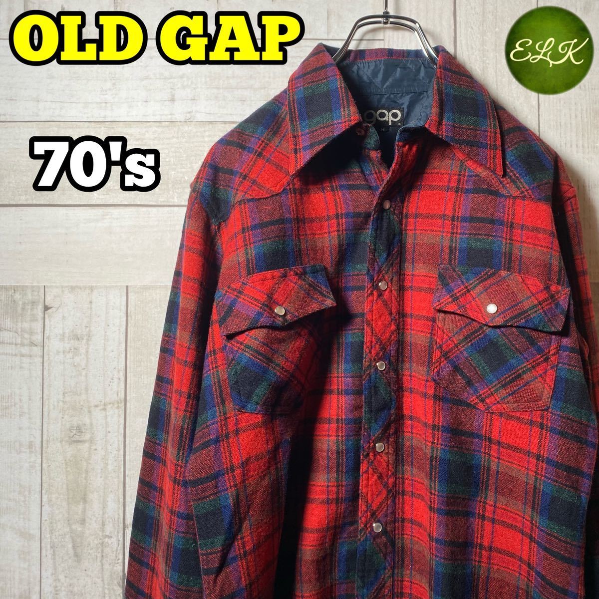 綺麗】希少,70s,OLD GAP オールドギャップ,ウールシャツ 綺麗】希少,70s,OLD GAP オールドギャップ,ウールシャツ