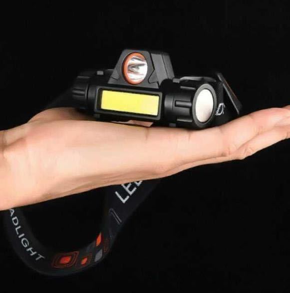 (新品未使用・送料無料)3個セット　LED ヘッドライト ヘッドランプ 小型 超軽量　強力 明るい USB充電 キャンプ 作業 ジョギング 釣り
