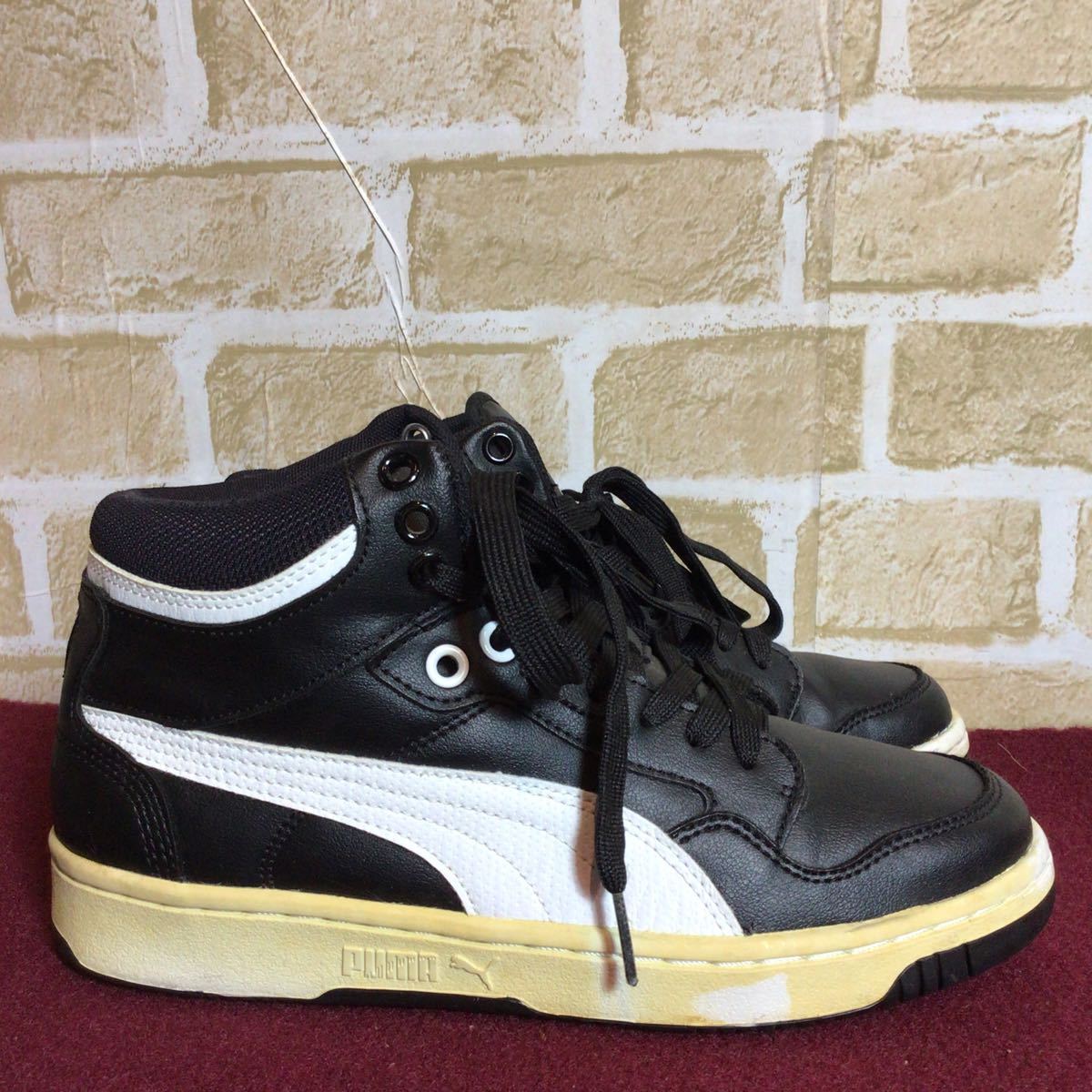 [ selling out! free shipping!]A-110 PUMA! mid cut sneakers!24.5cm! black! usually! commuting! going to school! handsome! rebound mid! used!