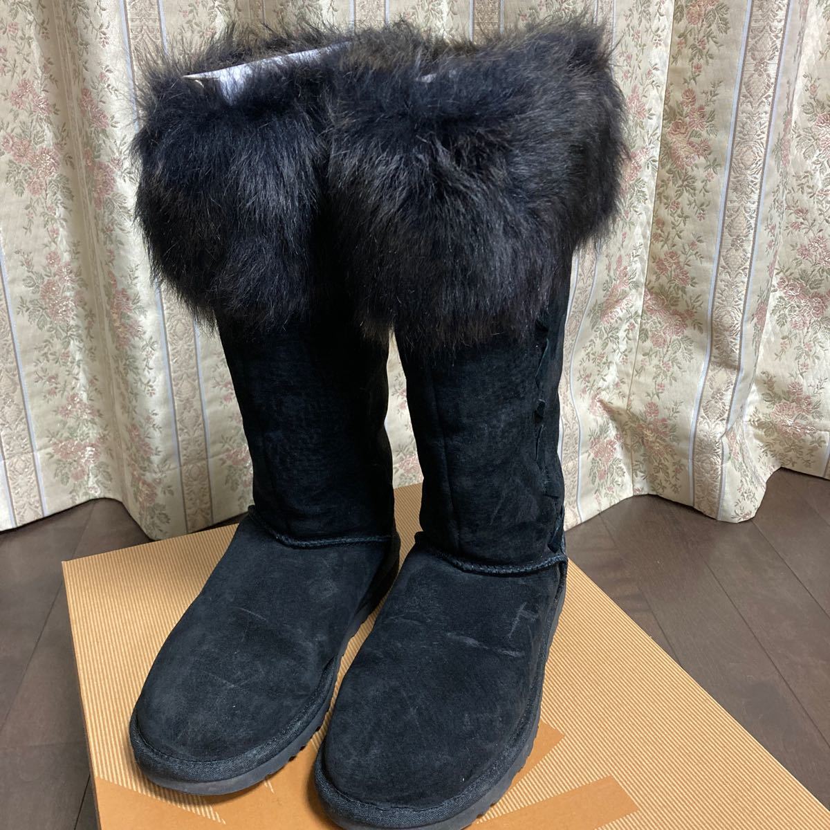 『UGG アグ W ROSANA ムートンロングブーツ ブラック 23.0cm』