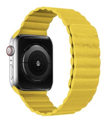 【42mm or 44mm_6-10】レザーループ用時計バンド磁気スマートウォッチブレスレットApple Watch_Yellow