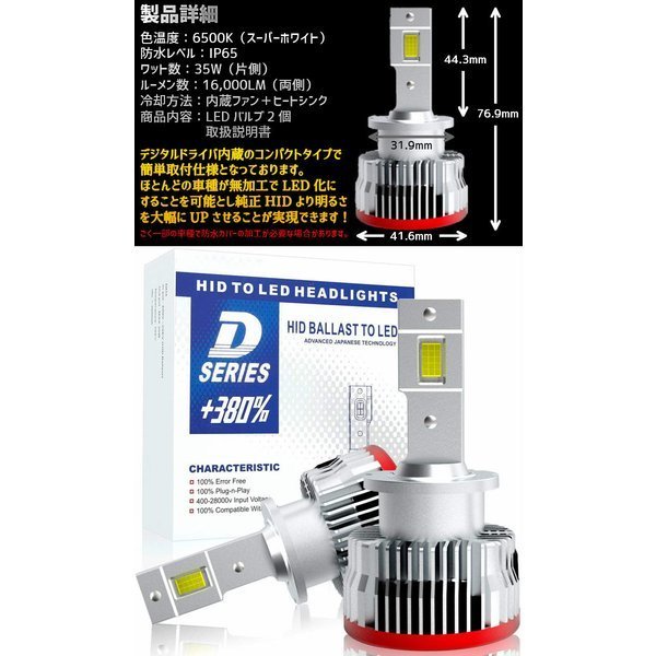 業界初 純正HIDを無加工でLEDへ さらにコンパクトに進化 ラクティス【RACTIS】 NCP.CP10# H17.10 ～ H19.11 HID D4R 装着車用 安心設定_画像7