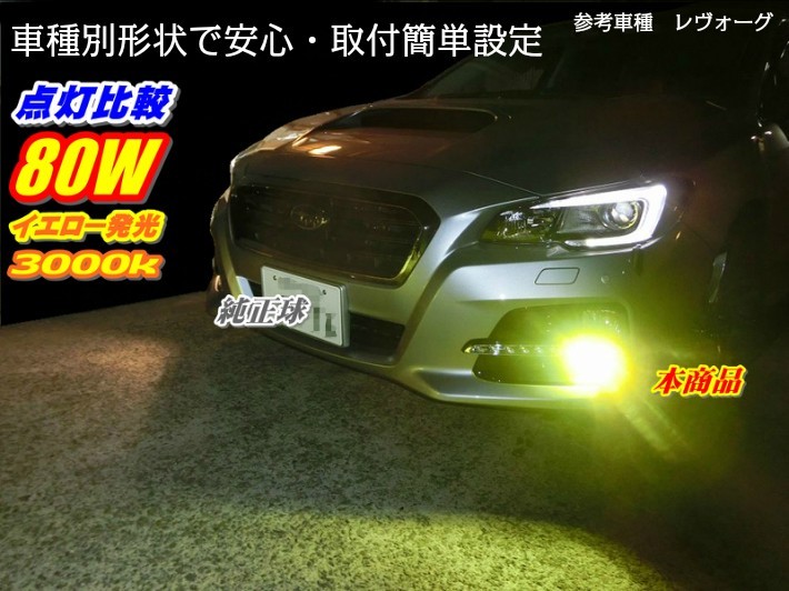 雪雨霧に強い フリード GB5.6.7.8 H28.09～ H8/H11/H16 車種別LEDフォグランプ 80W イエロー色発光 3000K 雨・雪・濃霧等悪天候対応_画像2