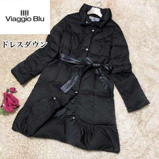  dress down Viaggio Blu Viaggio Blu long down coat leather belt black 2 size 