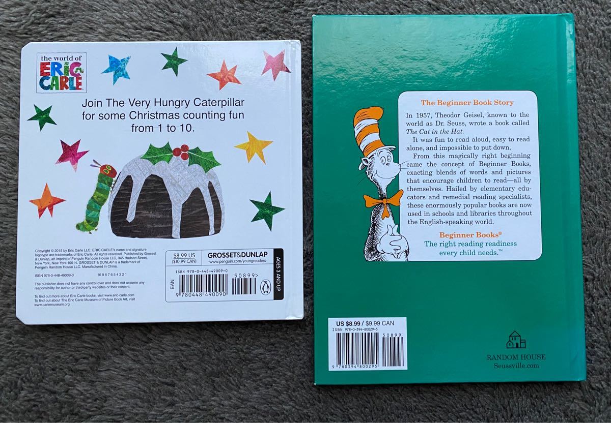 英語の絵本 Hop on Pop by Dr.Seuss, Christmas 123 by Eric Carle