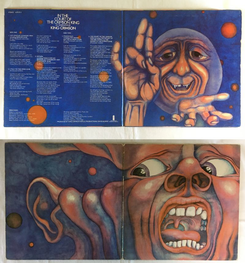 英LP「KING CRIMSON/In The Court Of The Crimson King(キングクリムゾン)」1969/1st(A2/B3)/island records/STEREO/ピンクiラベル/オリジ_画像8