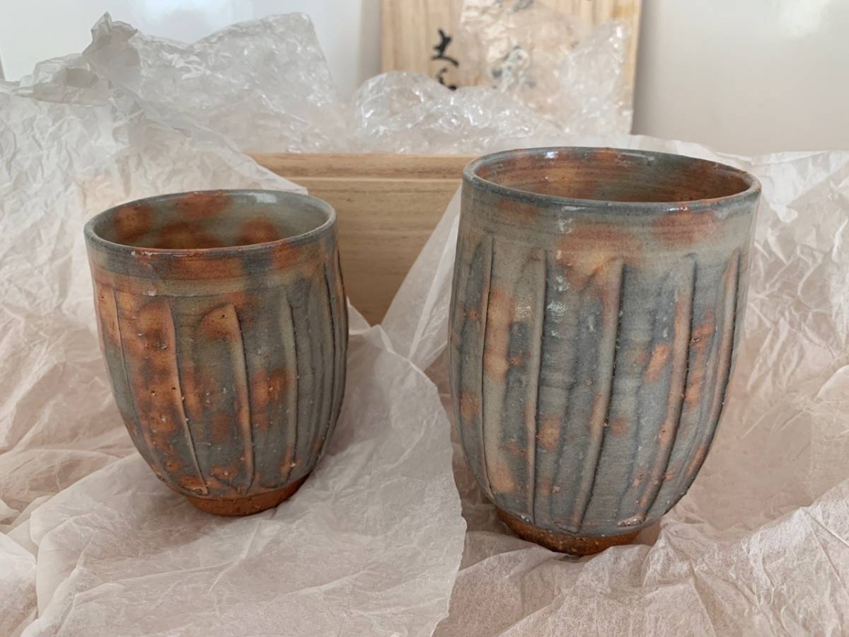 ☆未使用☆ 萩焼 大和吉孝松緑窯 大和祐二造 夫婦 湯呑 almurabit.com