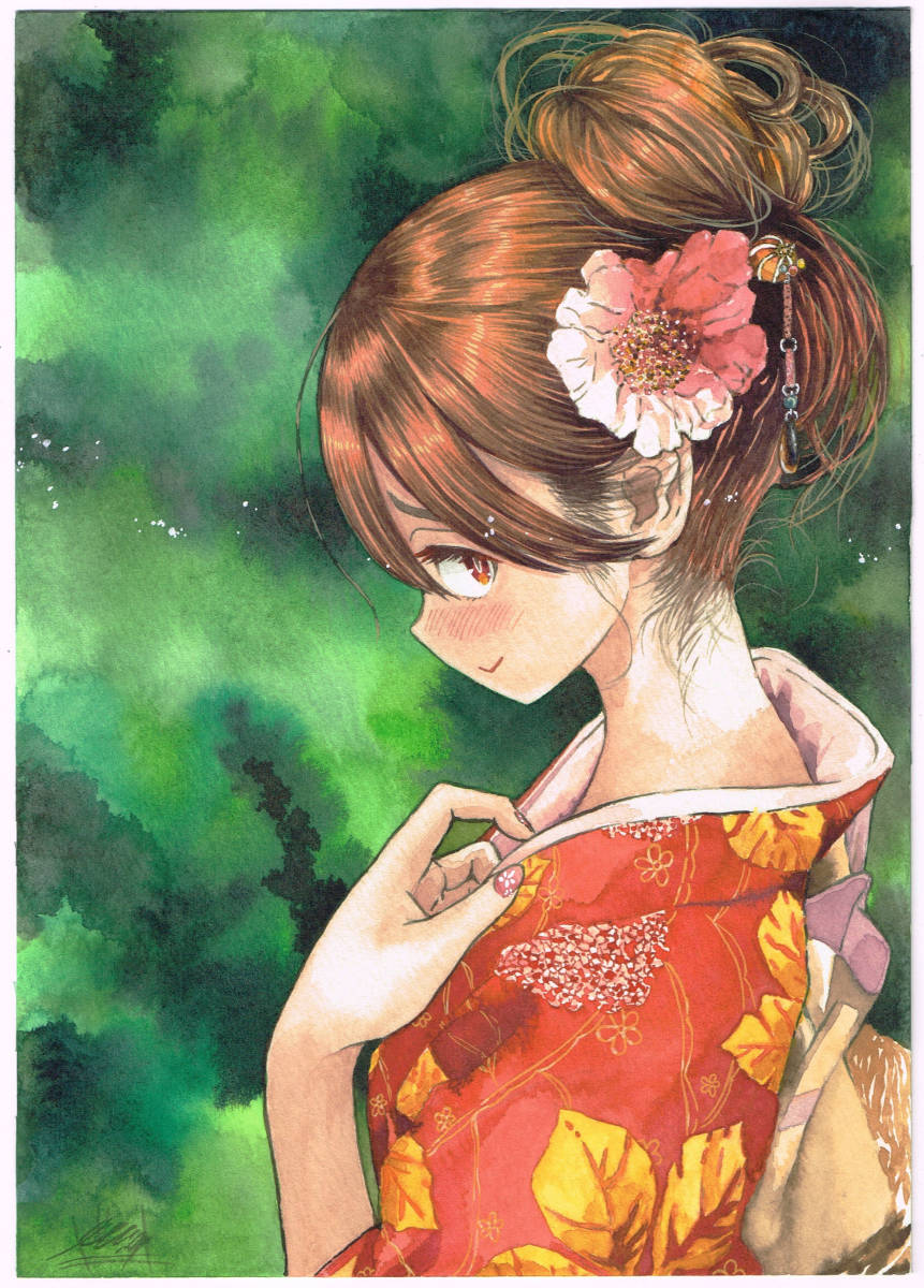 男の子向けプレゼント集結 オリジナル手描きイラスト 振袖少女 透明水彩 F2 手描きイラスト 男の子向けプレゼント集結 オリジナル手描きイラスト 振袖少女 透明水彩 F2 手描きイラスト