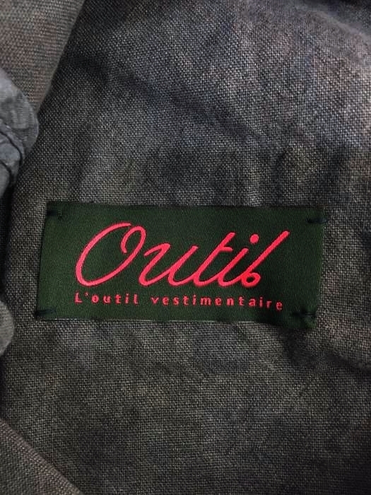 豪華 ウティ OUTIL ワイド パンツ ツータック 製品染め コットン 炭黒