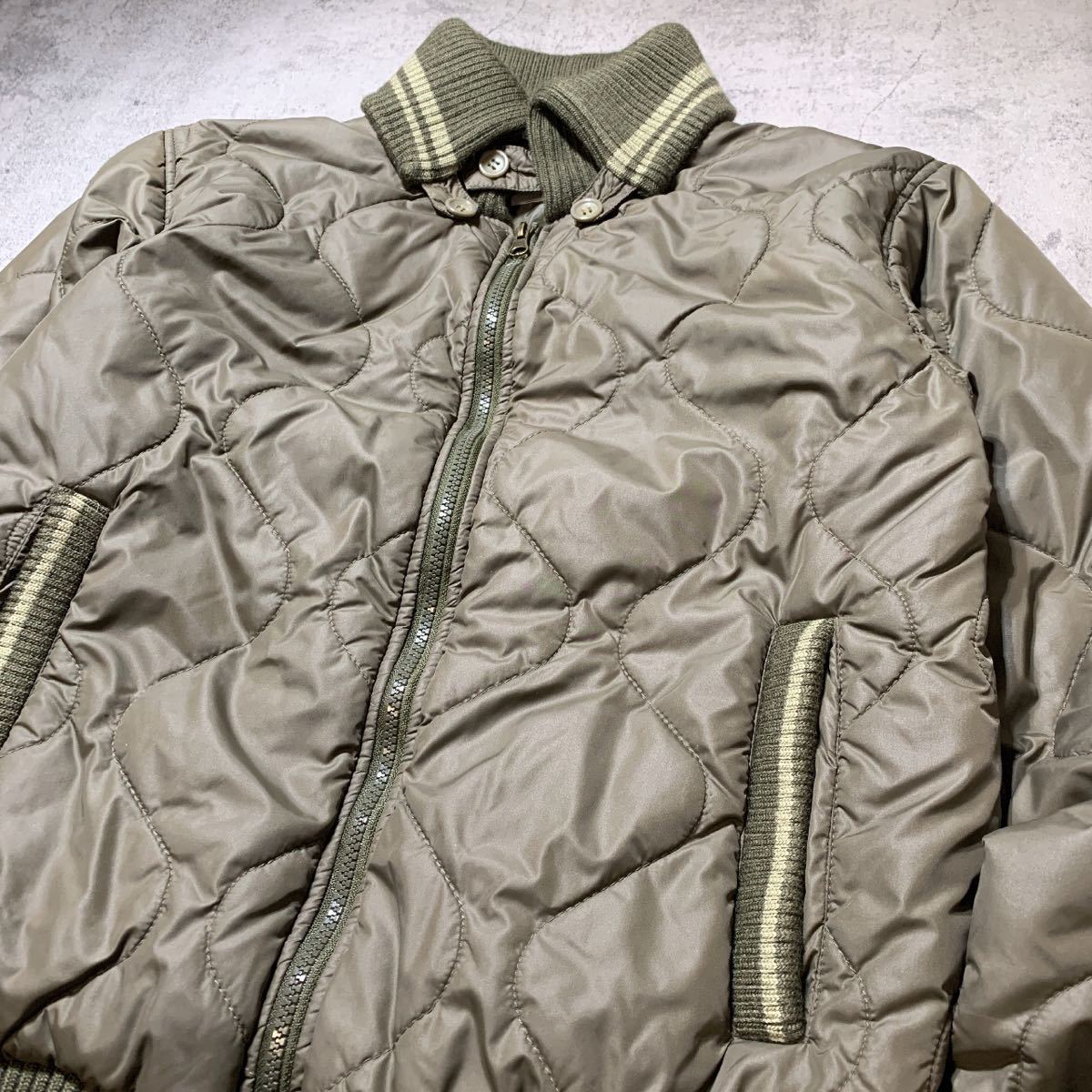 90s WOOLRICH ウールリッチ 中綿ナイロンジャケット ブルゾン MA-1 ミリタリー ハイネックリブ M65 キルティングライナー M カーキブラウン 90s WOOLRICH ウールリッチ 中綿ナイロンジャケット ブルゾン MA-1 ミリタリー ハイネックリブ M65 キルティングライナー M カーキブラウン