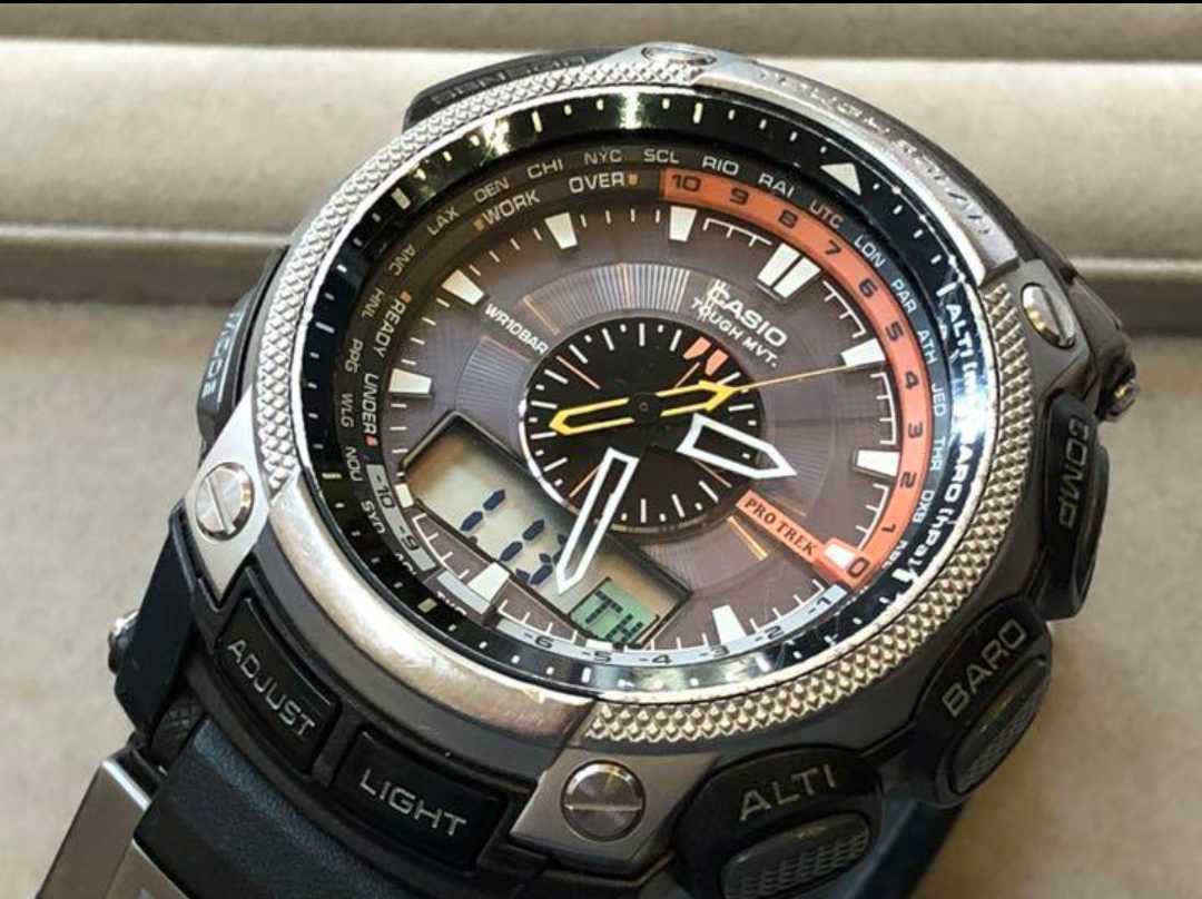 即決 美品 CASIO カシオ PROTREK PRW-5000-1J 5114 電波タフソーラー