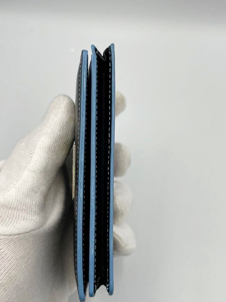 バーバリー ブラックレーベル 名刺入れ ブラック×ブルー 美品 メンズ カードケース 定期入れ BURBERRY BLACK LABEL