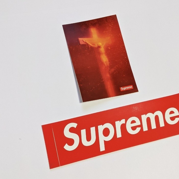 Supreme ステッカー ボックスロゴ Andres Serrano キリスト 2枚セット シュプリーム