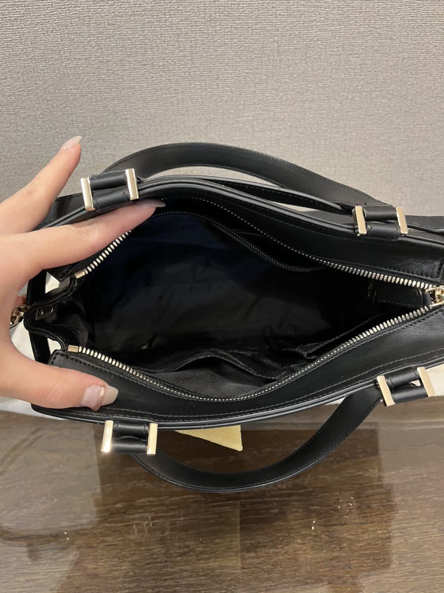 Salvatore Ferragamo サルヴァトーレ フェラガモ■ショルダーバッグ ハンドバッグ 2way 黒 レザーバック 斜め掛けバッグ 本革 _画像4