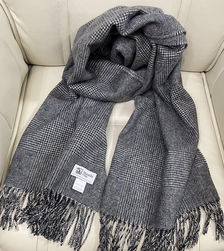 美品 ジョンストンズ カシミア100パーセント ストール マフラー グレン