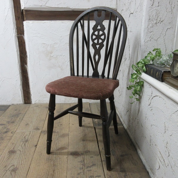 イギリス アンティーク 家具 キッチンチェア ホイールバック 椅子 イス 木製 英国 KITCHENCHAIR 4320dz