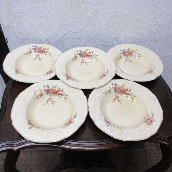 イギリス ヴィンテージ クラウン・デュカル スープボウル 5枚 皿 ディッシュ アンティーク雑貨 英国製 tableware 1473sazの画像1