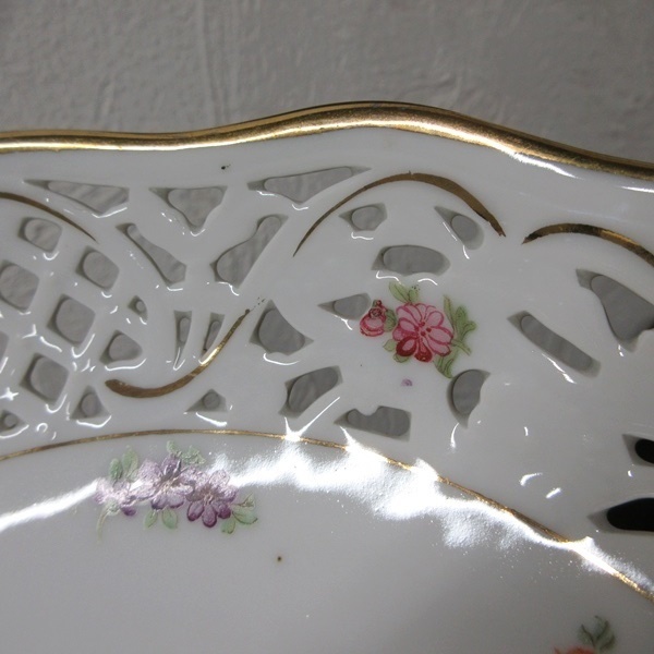 ドイツ製 アンティーク Schumann シューマン ボウル レース皿 透かし皿 飾り皿 ディッシュ トレー キッチン雑貨 tableware 1361saz_画像8