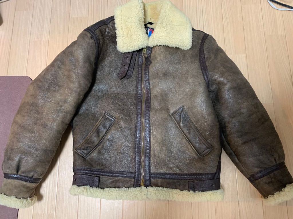 Schott B-3 フライトジャケット サイズ38 MADE IN USA 革ジャン レザージャケット ムートンジャケット 美品☆ クリーニング済み M-L 美品 SCHOTT Bー3 フライトジャケット