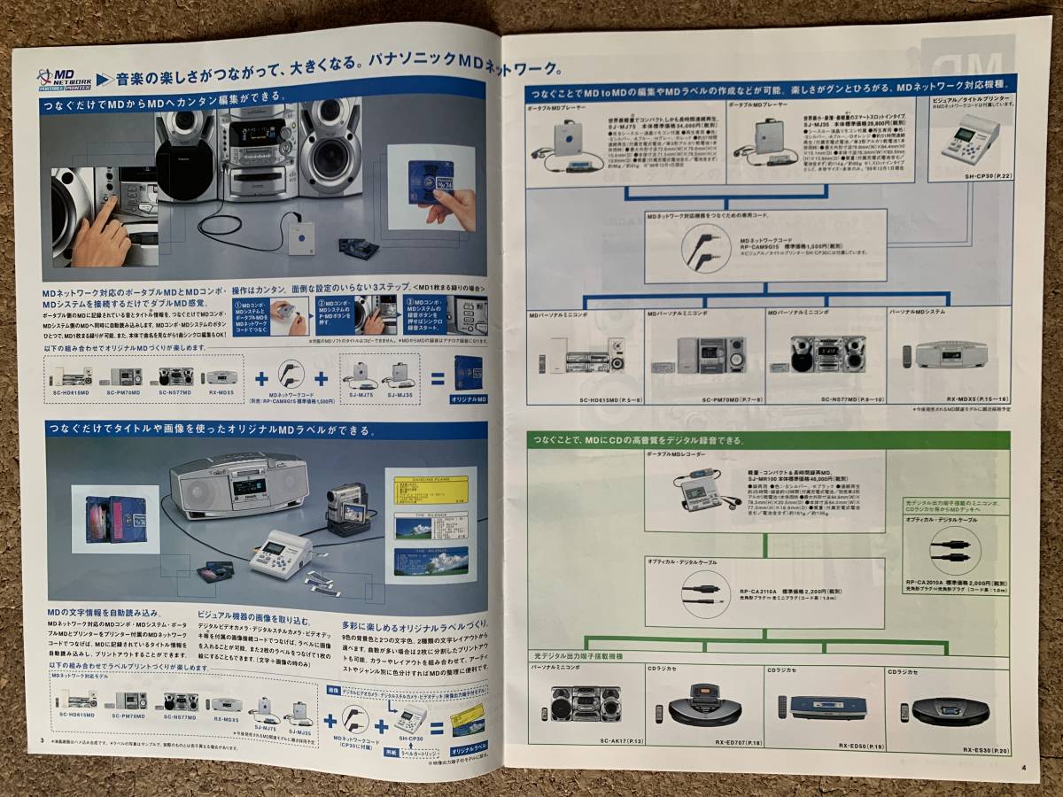 Panasonic ホームオーディオ総合カタログ　2000年1月　SC-HD615MD、SC-PM70MD、SC-NS77MD、SC-PM50MD、RX-MDX5、RX-ED707、RX-ED50_画像2