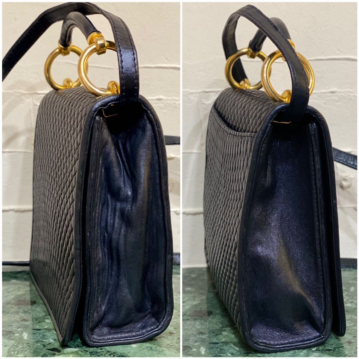  редкий модель VINTAGE OLD BALLY стеганое полотно кожа 2WAY сумка на плечо ручная сумочка Vintage сумка наклонный ..