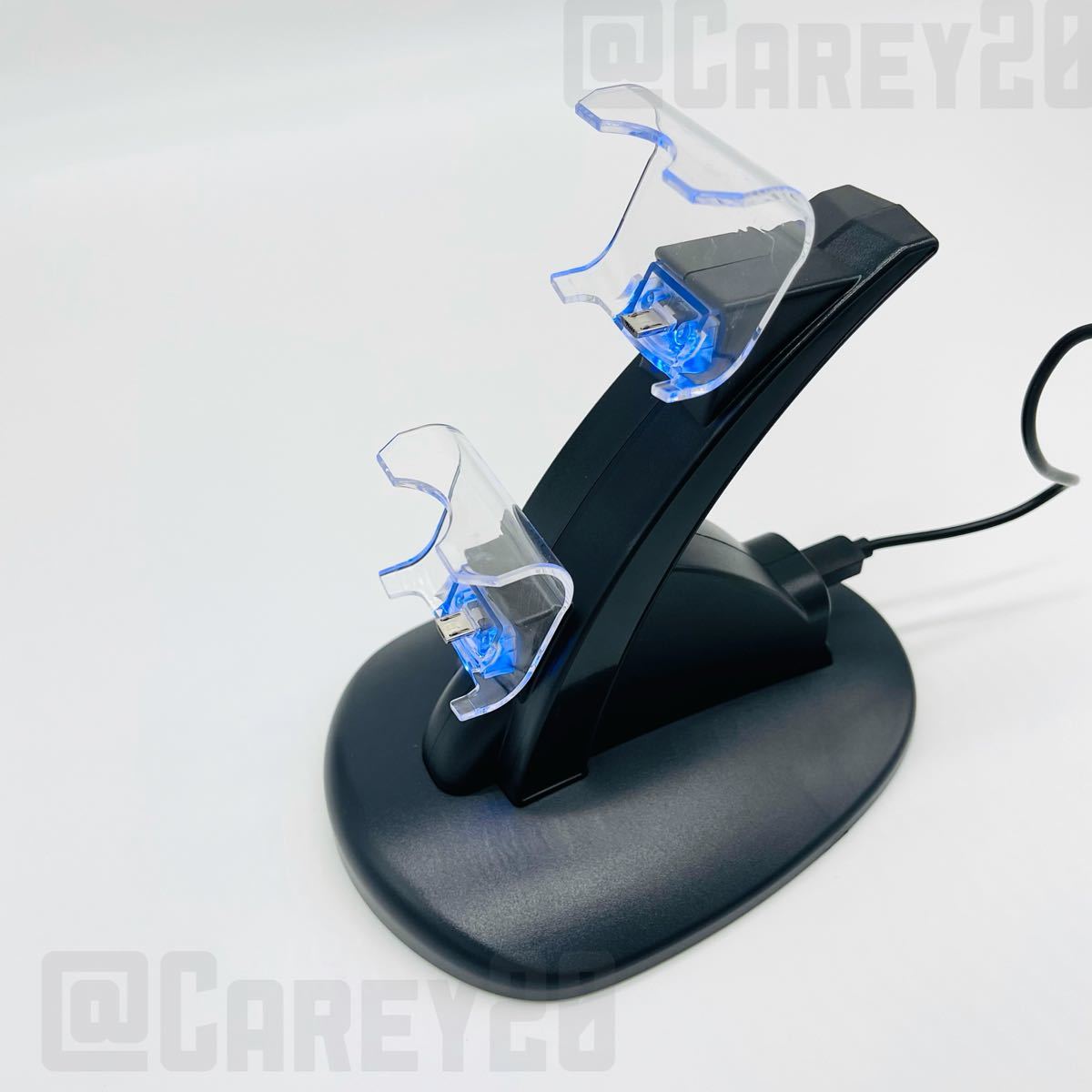PS4 コントローラー LED 充電 スタンド miniUSB 2台同時 ブラック デュアルチャージャー PlayStation4