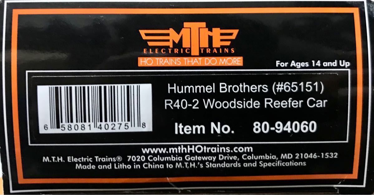 MTH HO R40-2 Wood Reefer 未開封 リーファー 冷蔵 冷凍 貨車 アメリカ型鉄道模型