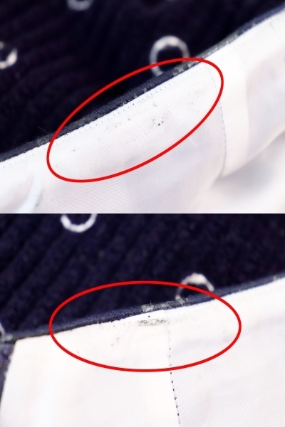 ミナペルホネン/起毛素材drops台形スカート：紺×白xq490_ウエスト裏薄汚れ