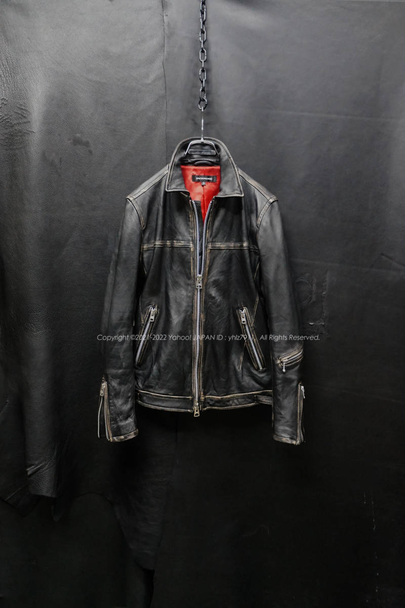 ショッピング販売品 JACKROSE ビンテージ加工 茶芯革 シングルライダースジャケット 4/L アンティーク加工 シープレザー 羊革 ジャックローズ コルセアタイプ ショッピング販売品 JACKROSE ビンテージ加工 茶芯革 シングルライダースジャケット 4/L アンティーク加工 シープレザー 羊革 ジャックローズ コルセアタイプ