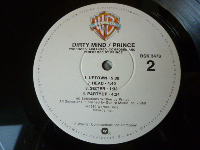 Prince / Dirty Mind 最高名盤 オリジナルUS盤 BSK 3478 LP When You Were Mine / Do It All Night / Uptown / Head / Sister 収録　試聴_画像5