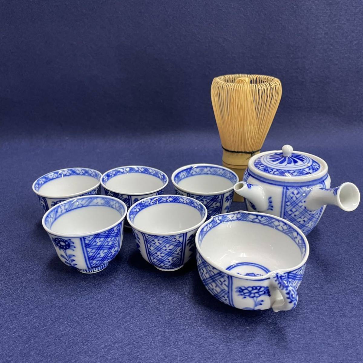 煎茶道具 染付 九谷焼 7点 煎茶碗 急須 湯呑 青九谷 www.gastech.com.tr
