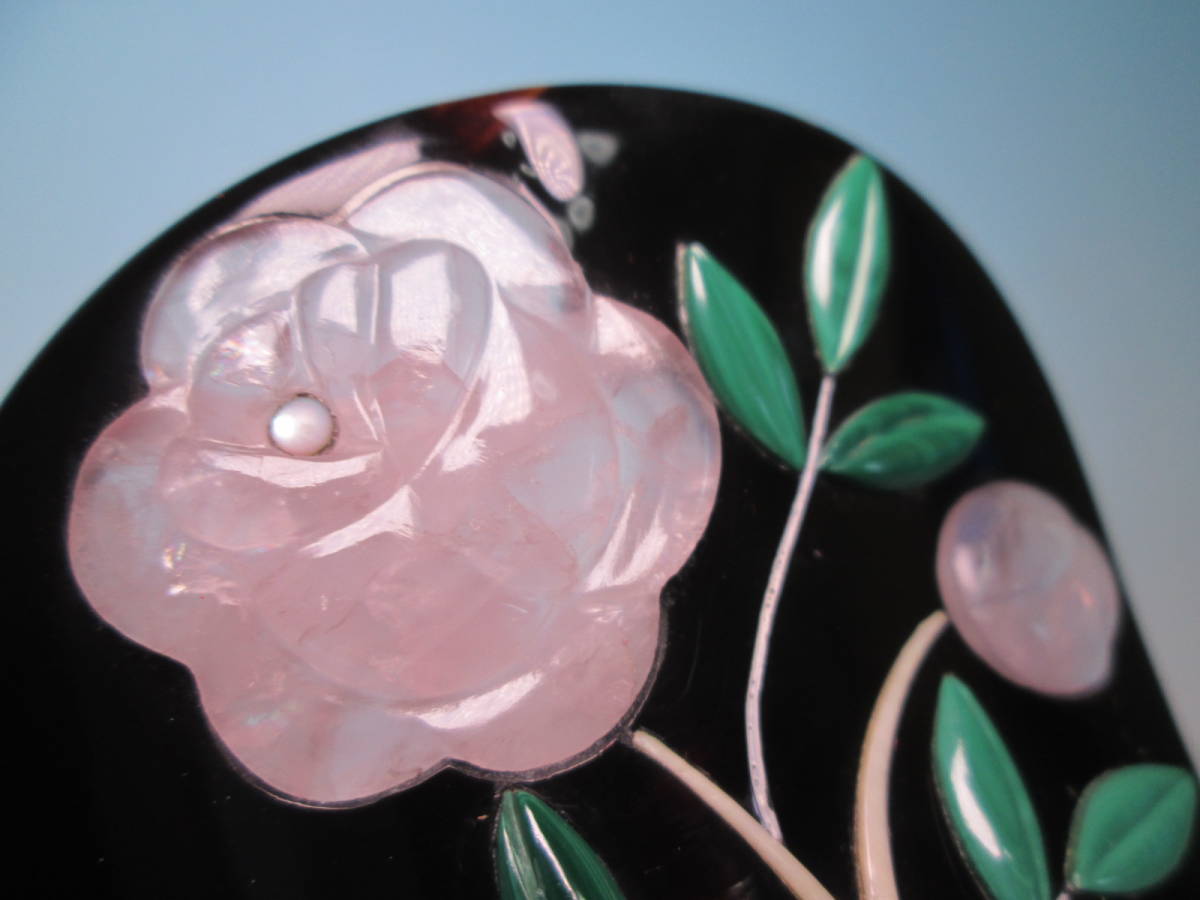 【江月】アンティーク・井筒屋三吉 本鼈甲 紅水晶 薔薇の花のかんざし 14,7cm 共ケース付_画像6