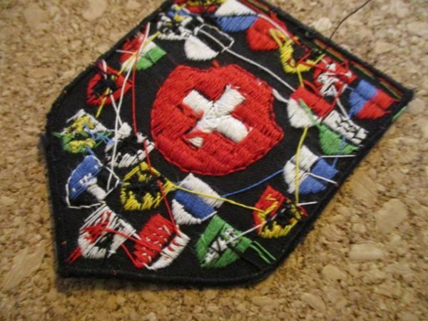 70s スイス 州旗 ビンテージ刺繍ワッペン/黒エンブレムSWITZERLANDアウトドア登山ハイキング紋章パッチ旅行SWISS土産スーベニア_画像5