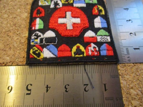 70s スイス 州旗 ビンテージ刺繍ワッペン/黒エンブレムSWITZERLANDアウトドア登山ハイキング紋章パッチ旅行SWISS土産スーベニア_画像8