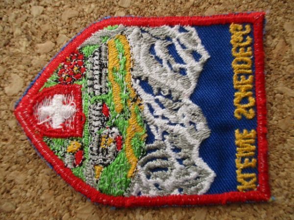 90s スイスKLEINE SCHEIDEGGクライネ・シャイデック刺繍ワッペン/SKIスキーA雪山ハイキング旅行スーベニア登山ユングフラウ_画像5