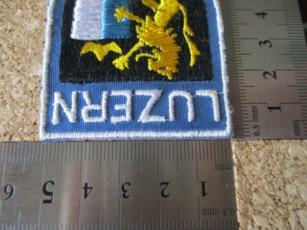 70s スイス LUZERN ルツェルン刺繍ワッペン/獅子ライオン雪山ヨーロッパ旅行エンブレム紋章パッチ土産スーベニア手芸アップリケ中世_画像9