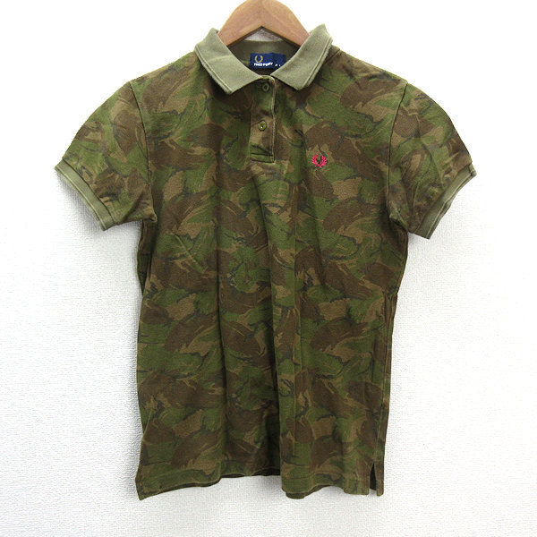 a# Fred Perry /FRED PERRY camouflage pattern Logo embroidery polo-shirt with short sleeves [L]LADIES/17[ used ]