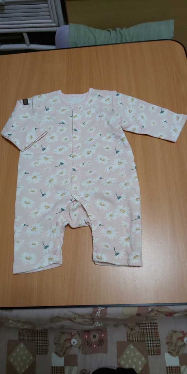 ベビー服 長袖 ロンパース ピンク マーガレット 花柄 60～70cm