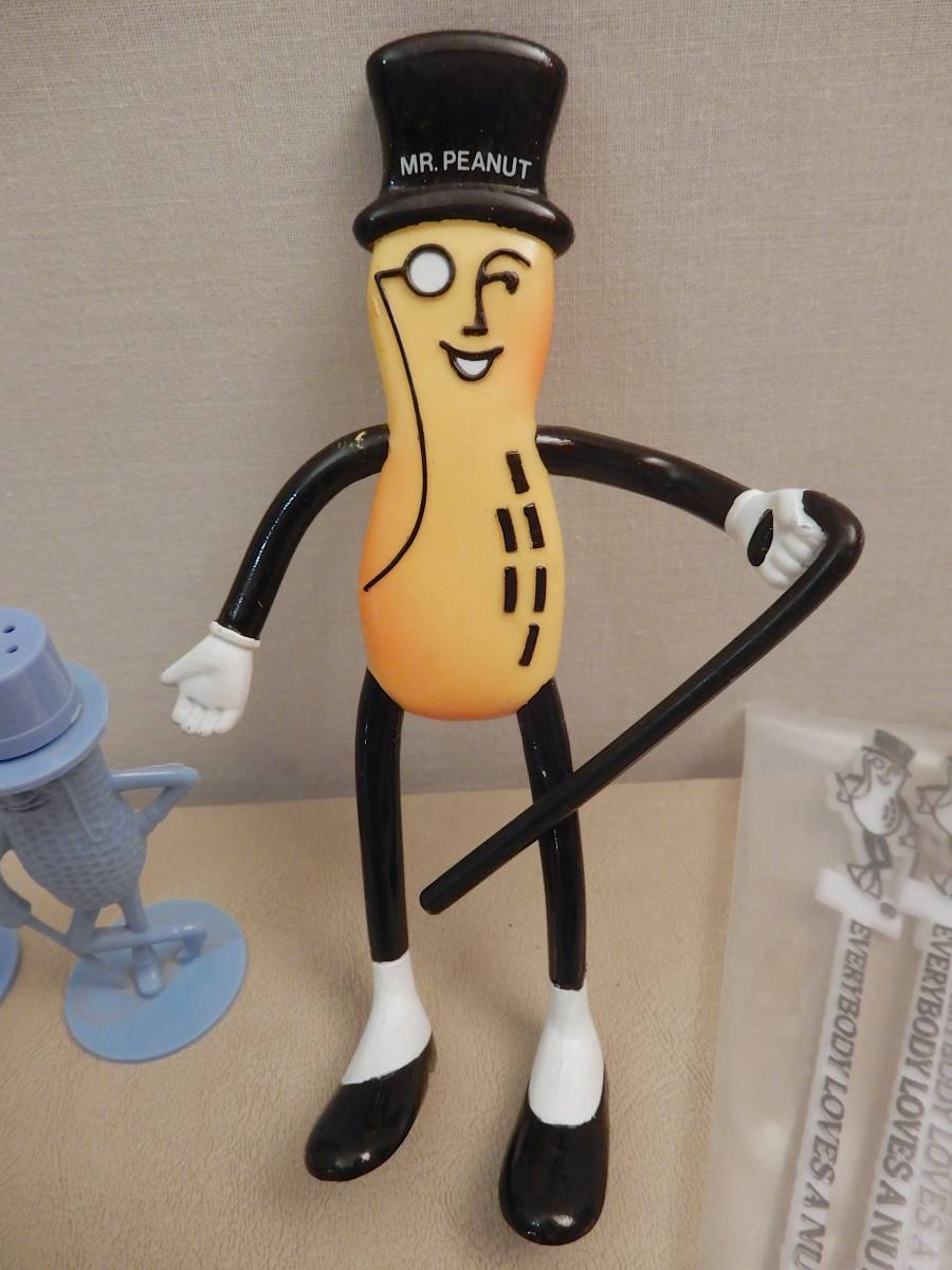 【USA★Mr.PEANUT★ミスターピーナッツ★ヴィンテージ】ベンディングフィギュア（ポーズ人形）★ソルトペッパーシェイカー★マドラー_画像2