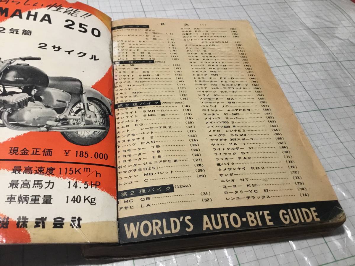 1957年　世界のオートバイガイド モーターファン別冊付録 トーハツ ヤマグチ コレダ ライラック ドリーム 陸王 メグロ bsa ノートン ジレラ_画像3