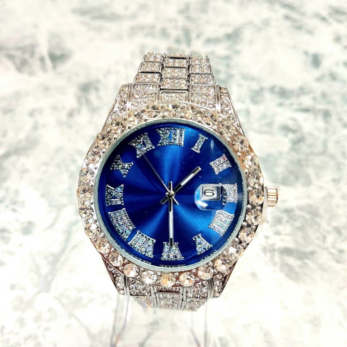 PayPayフリマ｜ブルー シルバー メンズ腕時計 ブリンブリン 男女兼用 デイカウント 最安値 銀