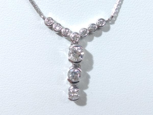 【ふるさと割】 Pt850 Pt900 【鑑別書付き】 (総7.6g) ネックレス ダイヤモンド1.0ct 42cm プラチナチェーン