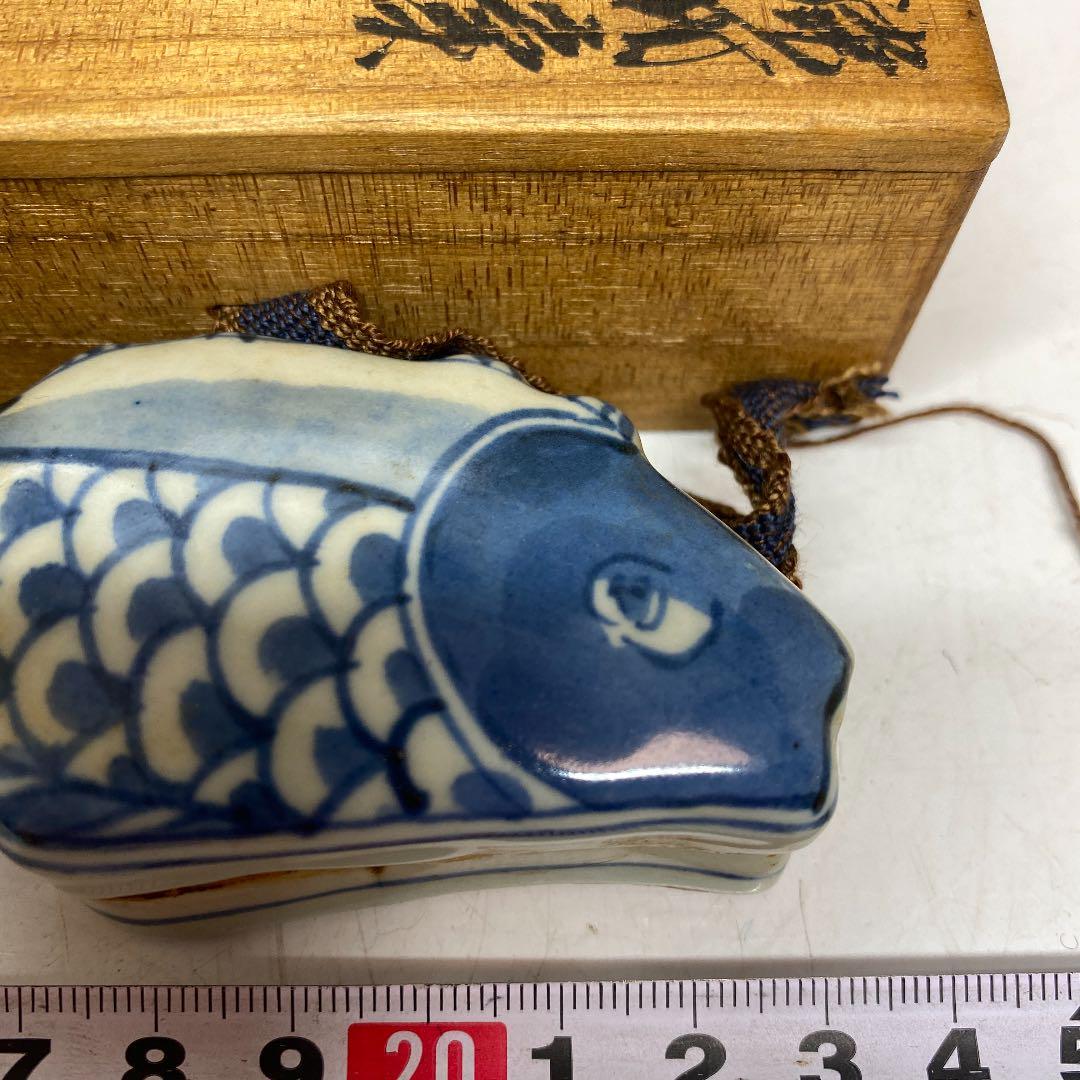 中国 古染付魚香合 9cm 時代木箱付 0812N225 | bioimune.com.br