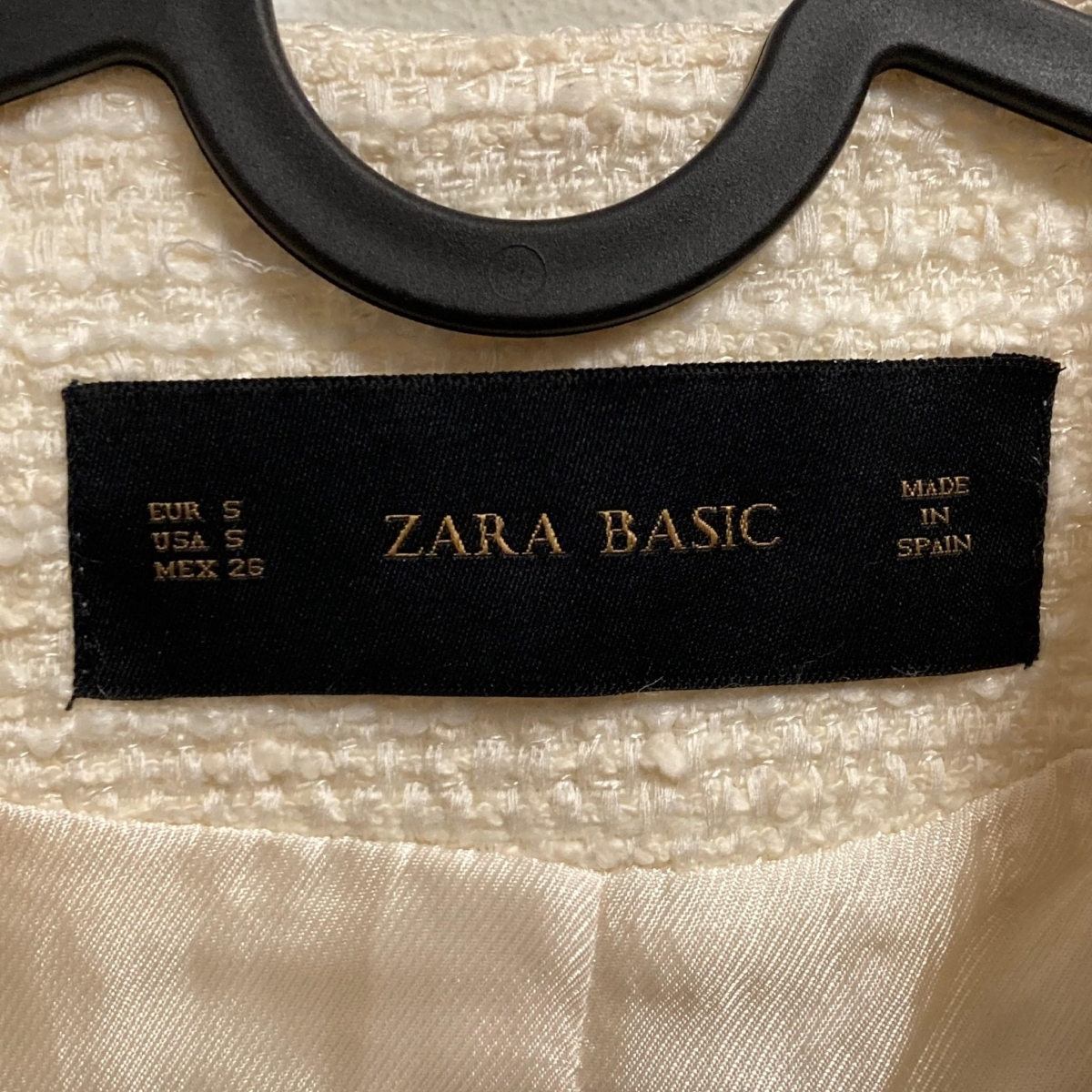 ジャケット オフホワイト ZARA ザラ ツイード 春物 カジュアル オフィスレディース サイズS 中古 古着 婦人用 婦人_画像7