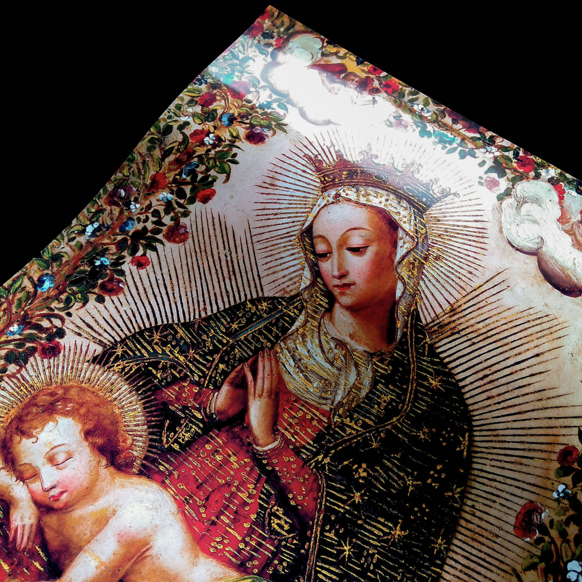 『 二人の聖人とキリストの子を崇める聖母』絵画 アート 光沢 ポスター A3 バー カフェ クラシック インテリア 宗教画 聖書 スピリチュアル_画像3
